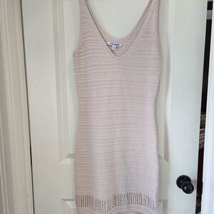 Steve Madden Cream Knit Crochet V-Neck Dress